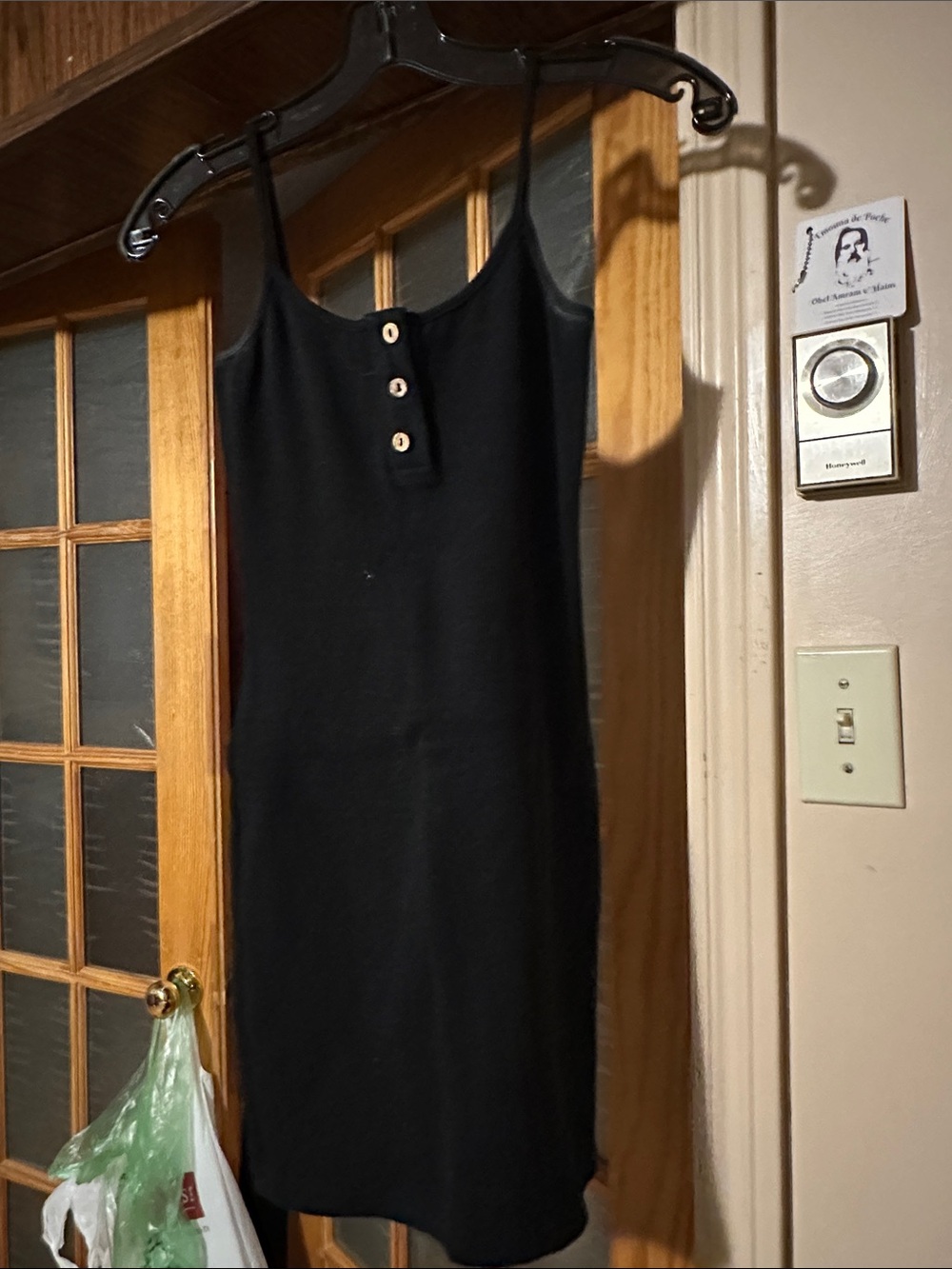 Fashion Nova Black Mini Tank Dress with Button Front
